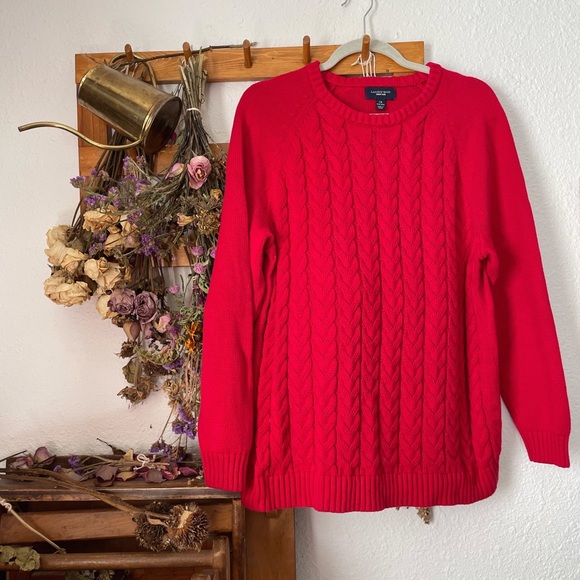 Lands' End Sweaters - Lands' End Red Cable Knit Sweater